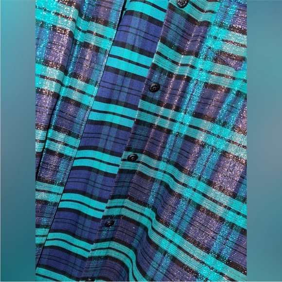 RARE OFF-WHITE c/o VIRGIL ABLOH Oversized Metallic Plaid Overshirt Button up XXS - Picture 8 of 10